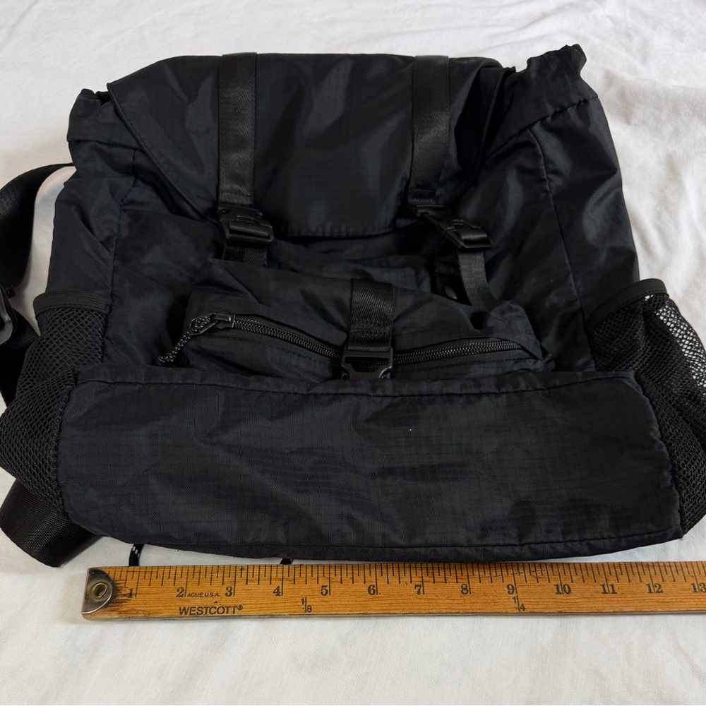 Athleta Oslo Bookbag Backpack Bag Black Nylon Lightweight with Crossbody Purse - Picture 10 of 12